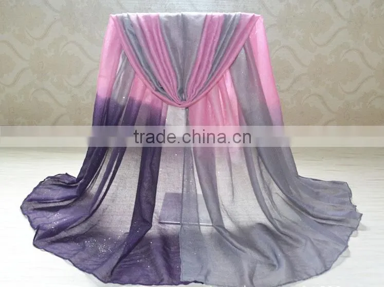 Wholesale New Design Autumn Fashion Gradient Cotton Glitter Woman Shawl