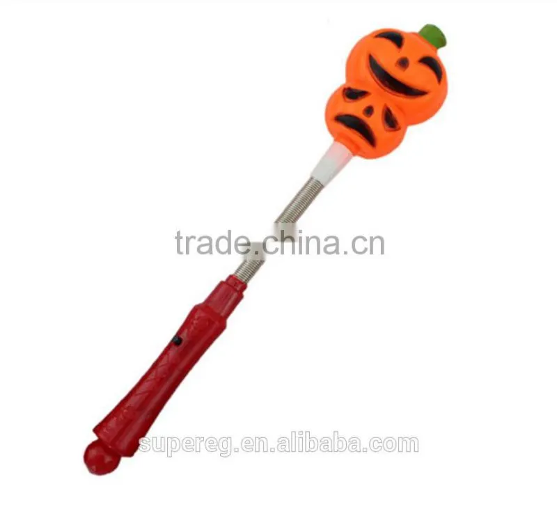 New Arrival Funny Product Halloween Pumpkins Flash Led Stick Springs Glow Sticks
