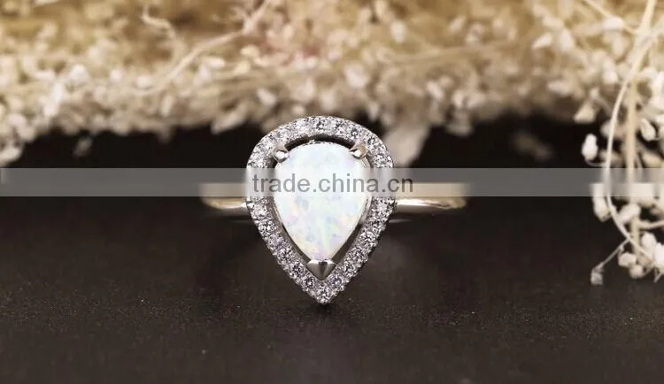 Beautiful Cute 925 Silver Ring October Birthstone Ring Fashion Opal Ring