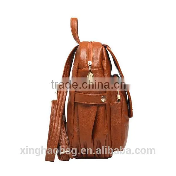2014 Korean style fashion leather school backpack for girls