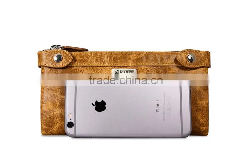 Icarer Luxury Classical zipper Real Leather Handbag Wallet with Card Slot MT-5592