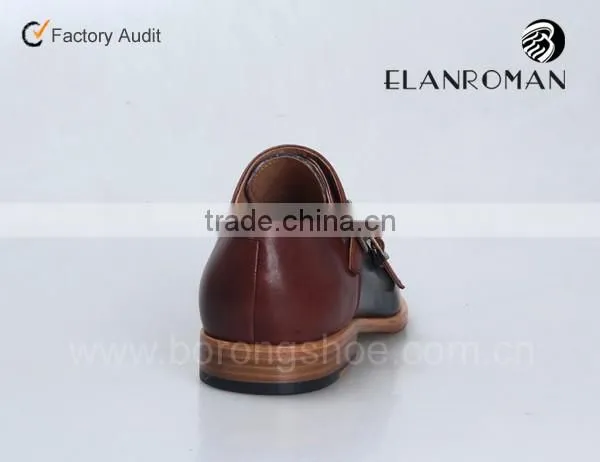 Wholesale brand names mens genuine leather shoes double monk strap
