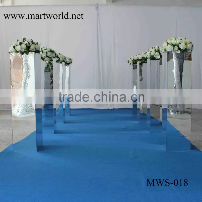 31 inch height square silver mirror pillar party and wedding decoration supplies in guangzhou(MWS-018)