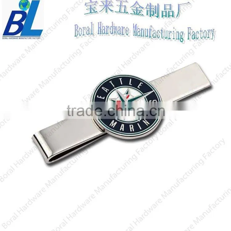 Classic metal sports tie clip with enamel piece