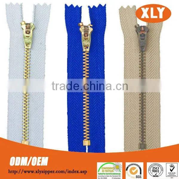 Manufacture zipper wholesale fancy design custom gold metal zipper