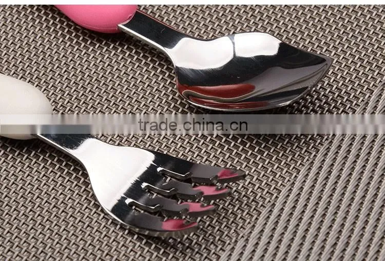 2016 mouse holder spoon stainless steel 304 spoon and fork for children