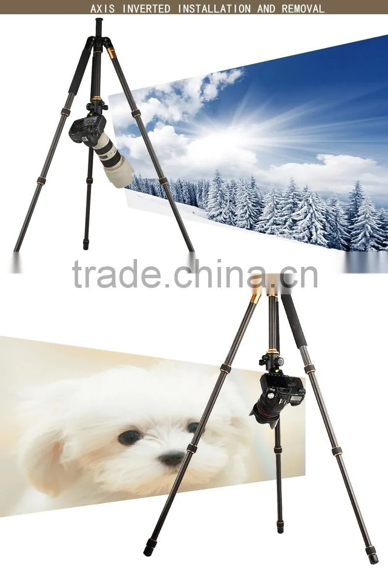 Q999C Professional Portable Carbon fiber Tripod&Ball Head Compact for DSLR Camera