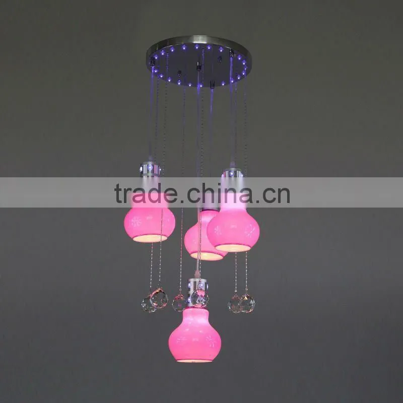 3 heads pendant light E27 with LED and crystal
