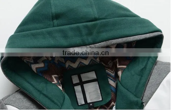 2015 Men stitching bark Zipper Cotton&Polyester basketball hoodie