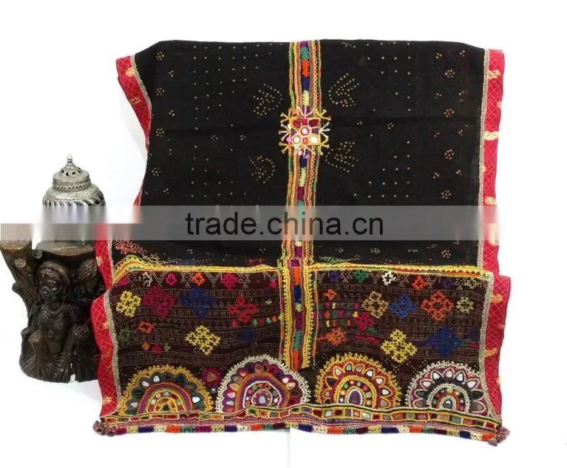 Vintage Handmade Rabari/ Kutch Woollen Throw 90 X 38 Inche Vintage Rabari Throw Gypsy Kutch Wool Throw Handmade Rabari Shawl