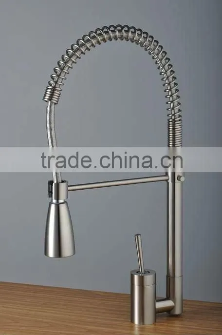 Bibcock Pull Out Kitchen Mixer,Nickle Brushed Brass Kitchen Sink Faucet,Kitchen Mixer Tap QH0747S