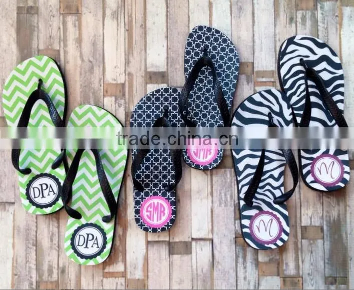 Personalized Women's Black Initial Monogram Sandals