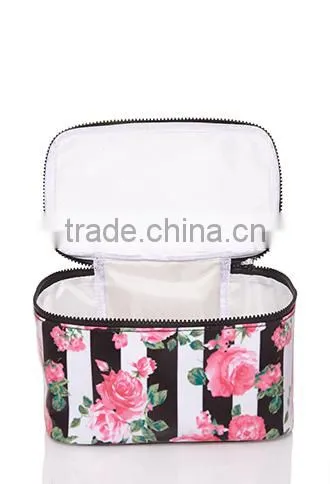 Coated canvas Floral Striped Cosmetic Case