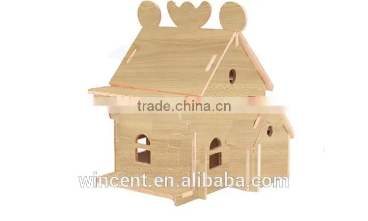 Kids Mini DIY 3D Wooden Villa Puzzle Toy