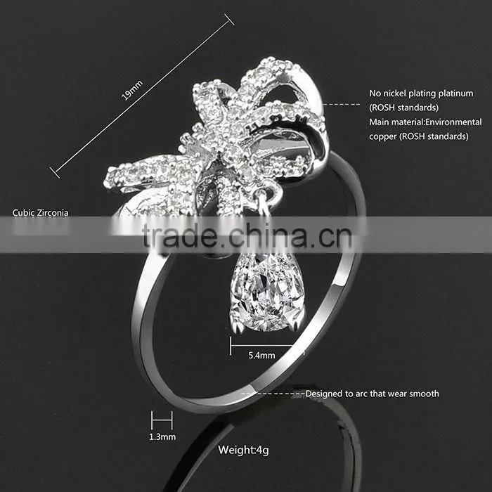 New Arrival Fashion Charm Ring Crystal Bird Ring