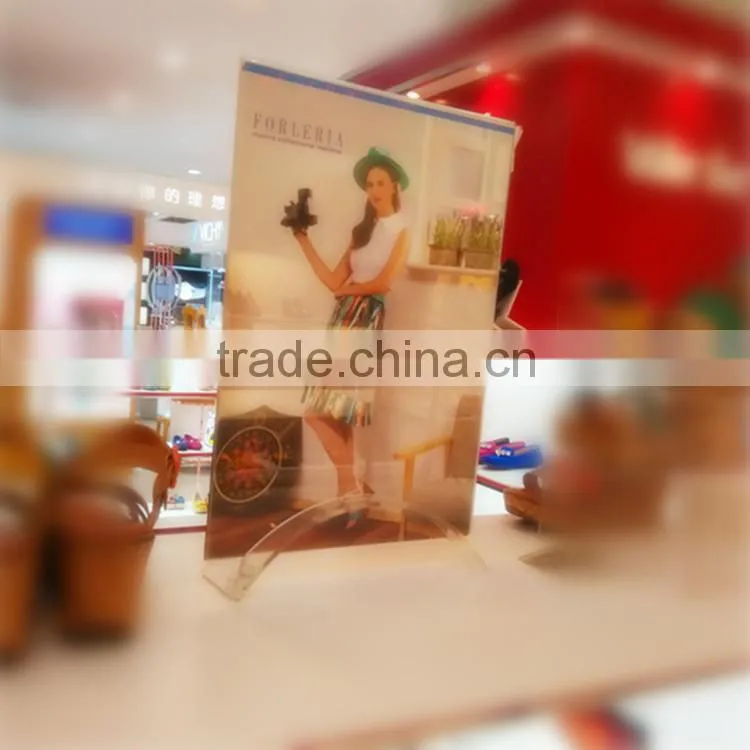 Shoe store acrylic plastic poster holder, a3 acrylic sign holder