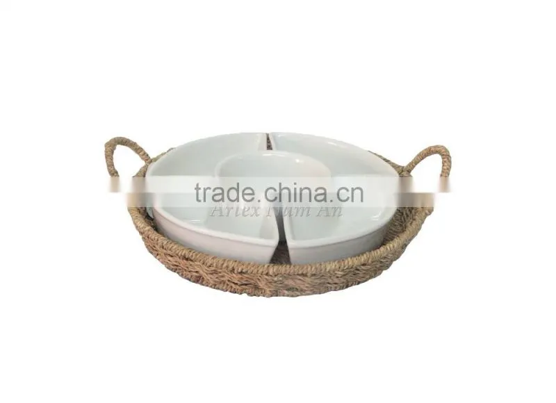 Square Seagrass Tray for Serving Tea