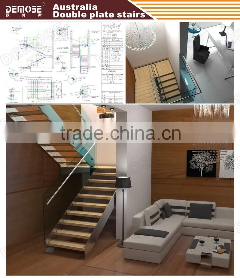 residential glass steel stairs with led light