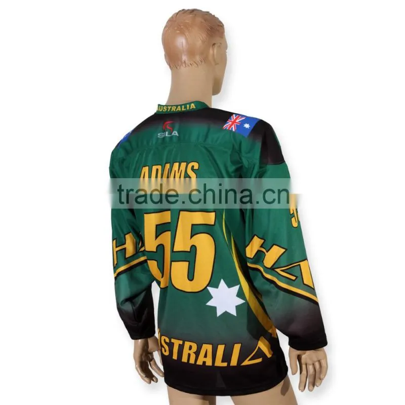 Professional unique team green sublimation inline female hockey jerseys