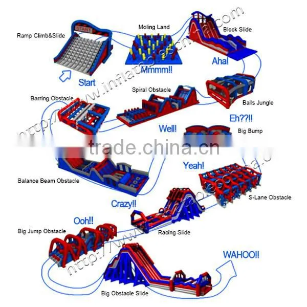 Chellenge kids inflatable obstacle course , obstacle ideas outdoor teenage obstacle