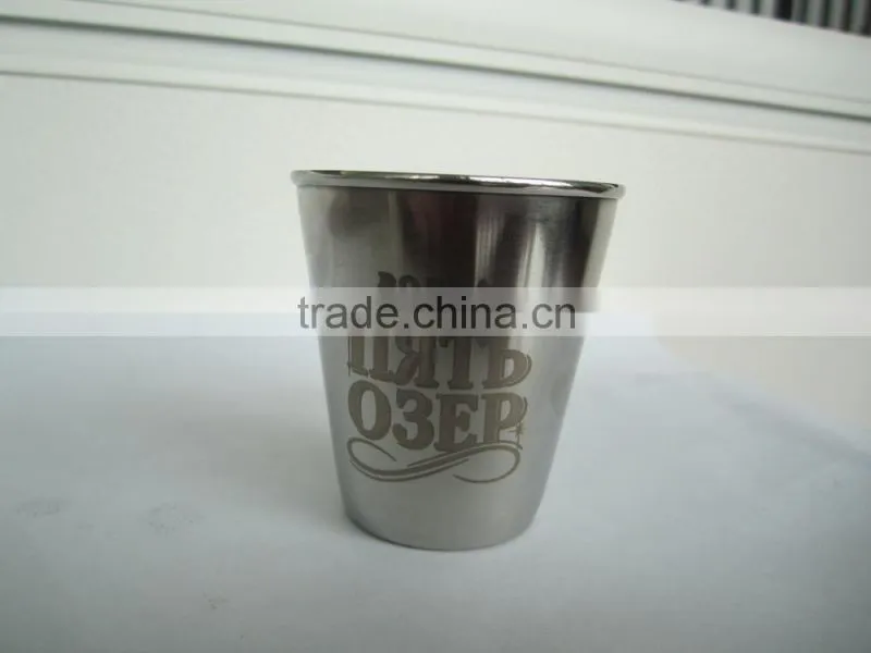 Stainless steel cup with leather wrapped and logo 4pcs in leather bag