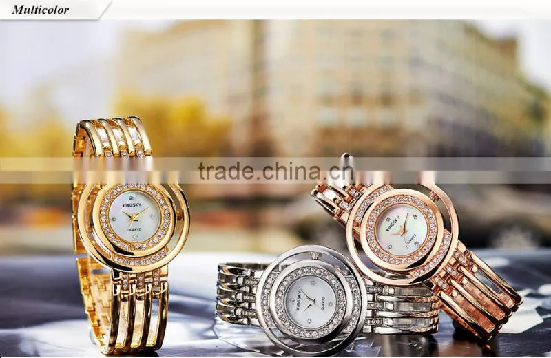 Women Gold Watch Round Dial Stainless Steel Band Ladies Quartz Analog Display Clock For Women Girl Gifts/KY053