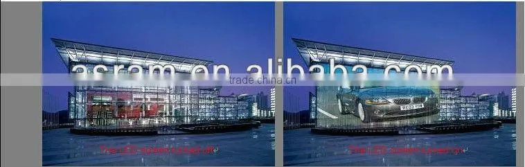 hot new products ali P10/P16/P20 transparent magic Video led glass display/screen