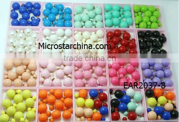 Wholesale Women Fashion Pearl Earring Two Ball magnetic Ear Stud
