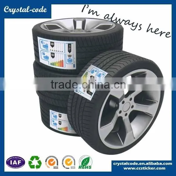 Custom PP type labels self adhesive tyre stickers rubber tyre label