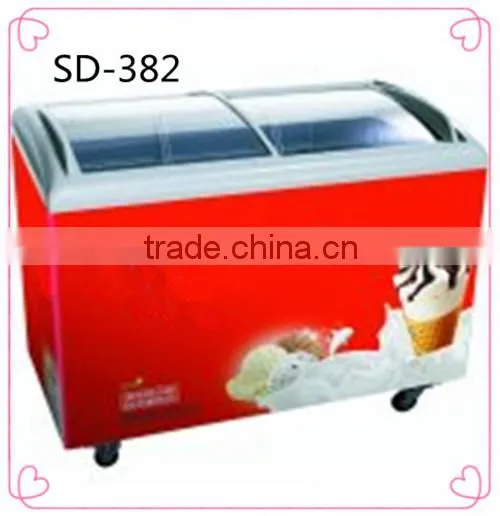Double glass door display freezer for supermarket