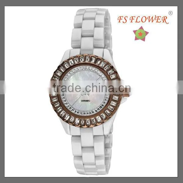 Wholesale Fashion High Quality Diamond Stone Watches Ceramic Women Luxury Watches