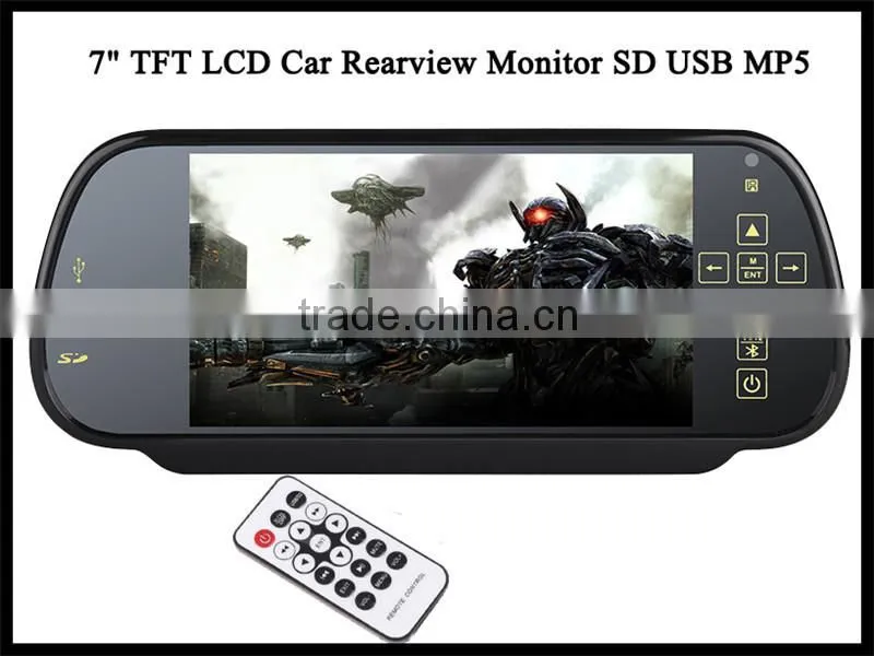 7 inch tft lcd rearview car mirror monitor with 2 video inputs