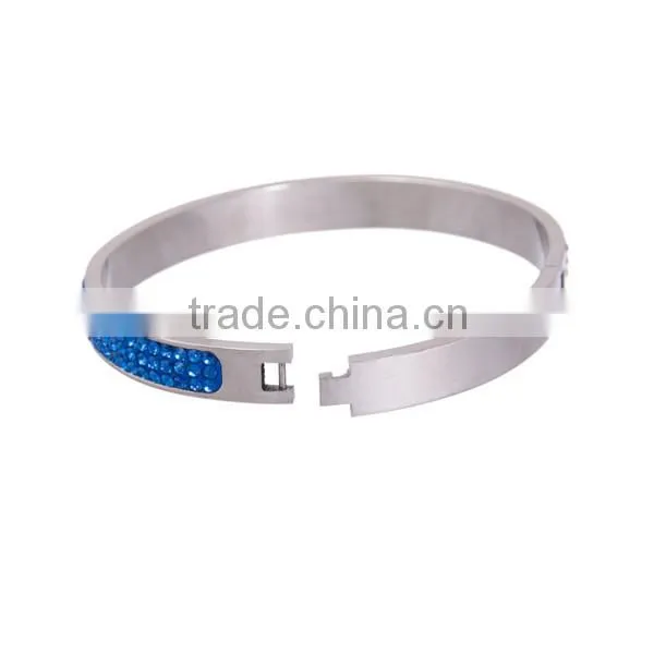 2014 Simple Alloy Health Stainless Steel Blue Rhinestones Bracelet