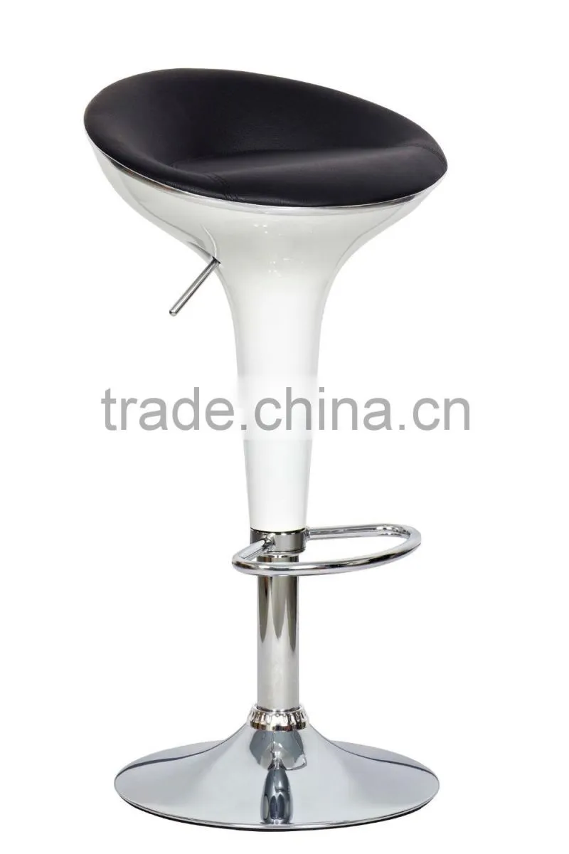 Bright white color plastic bar stool with cushion