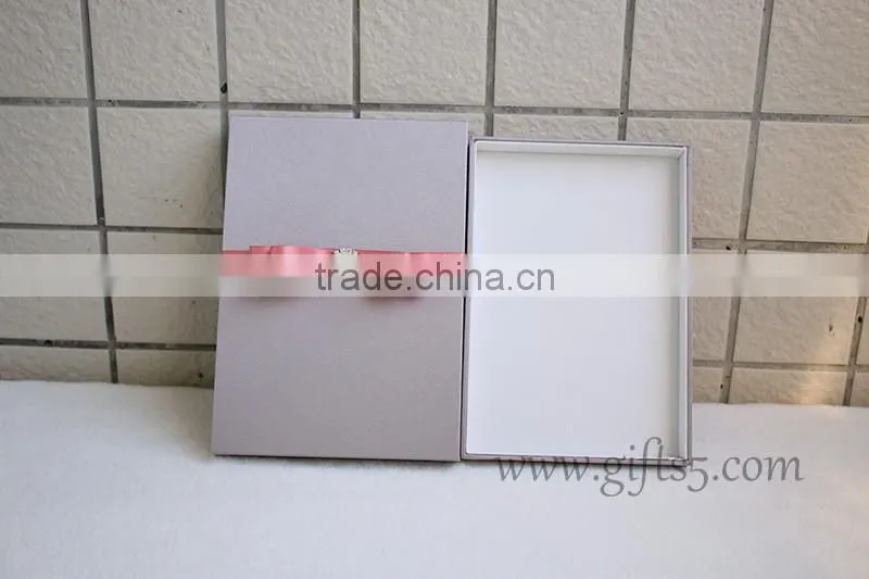 Custom handmade wedding invitation box with ribbon