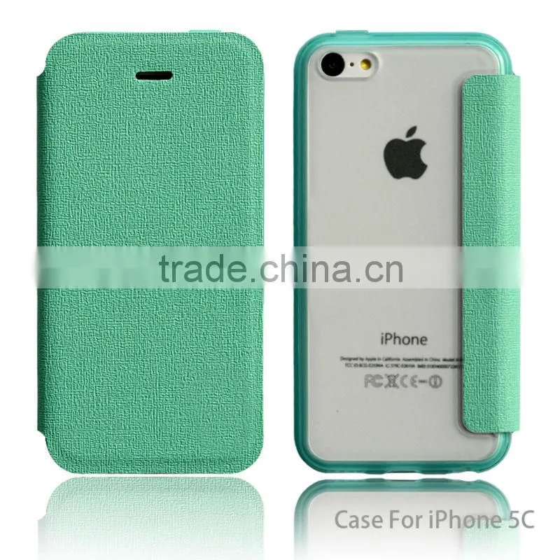 2014 Customized flip leather phone case cover for iphone 5c