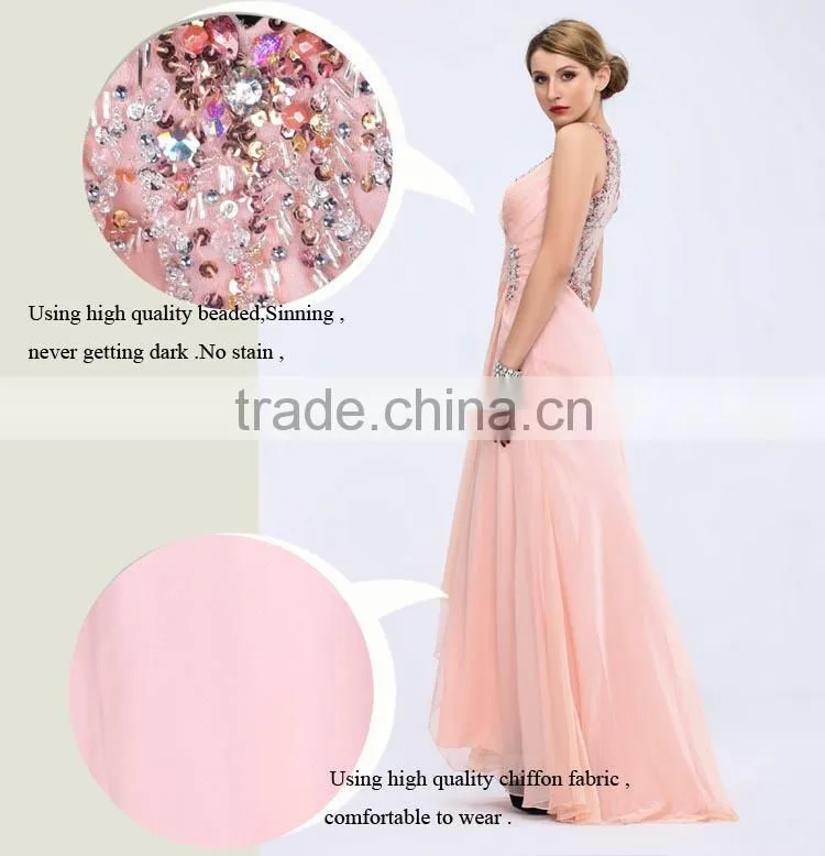 sleeveless beaded ruffle see through elegant pink dress beaded evening dress