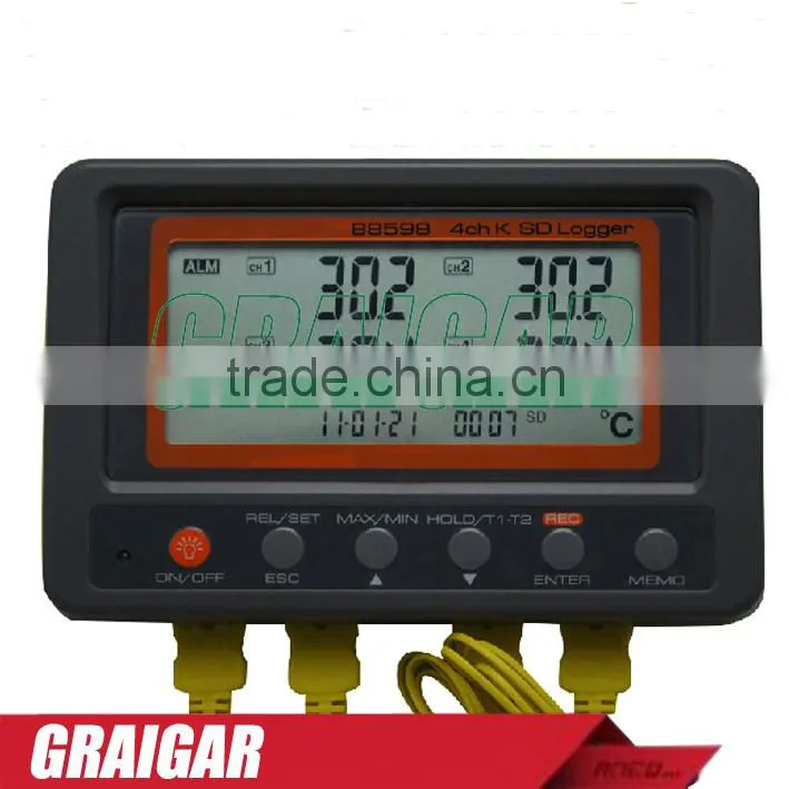 Multi-channel Digital Thermometer AZ88598 4 Channel K Type Thermocouple Temperature logger SD Card Data Logger AZ-88598