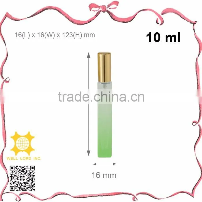 Grass green 10ml frosted glass with fancy golden cap perfume pump spray