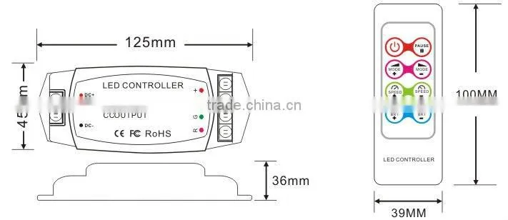 350mA/CH*3 channels RF Remote Mini led rgb controller
