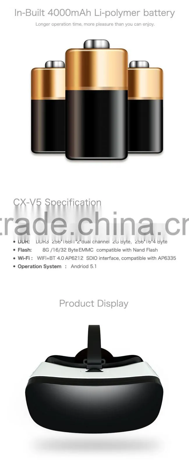 CX-V5 5.5inch 1080p full hd screen touch control rockchip rk3288 all in one virtual reality v002