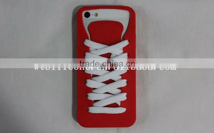 Cutely small shoelaces/bootlace silicone mobile phone case for iPhone 5