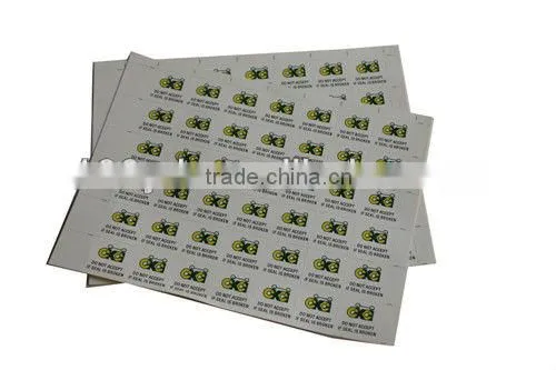 Cheap custome warning paper stickers printed