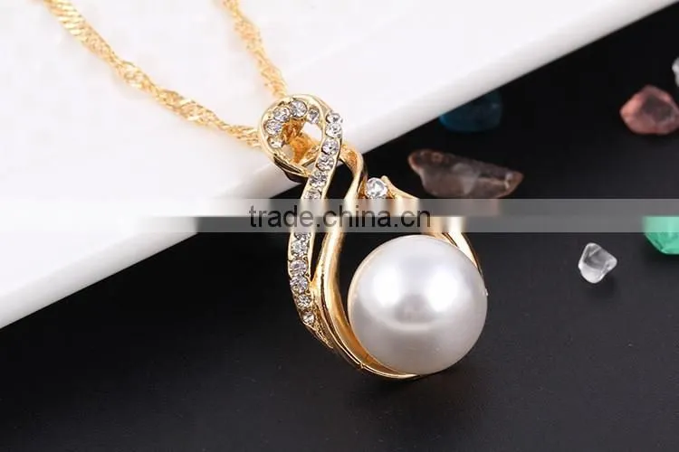 Small Order China Wholesale necklace with pearl earring gold 3pcs jewelry set korean