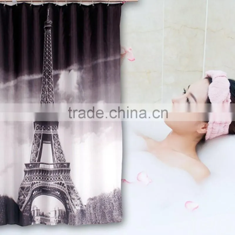 Paris Eifel Tower Bathroom Shower Curtain With Ring Hook