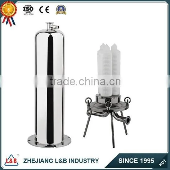 Customized F-GSL sanitary ss304 micro-hole filter,wine millipore membrane filter with pressure gauge