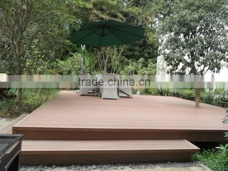 Eco-friendly bamboo plastic composite deck waterproof solid wpc flooring anti-slip wpc decking