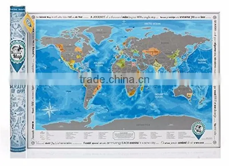Detailed World Map with Scratch off Stickers Large Size and Tube Packaging AMA-08