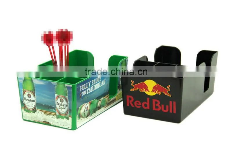 Good quality plasticbar caddy bar napkin straw stirrer holder with all in bar accessories