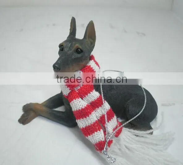 Mini resin Doberman dog christmas hanging decoration